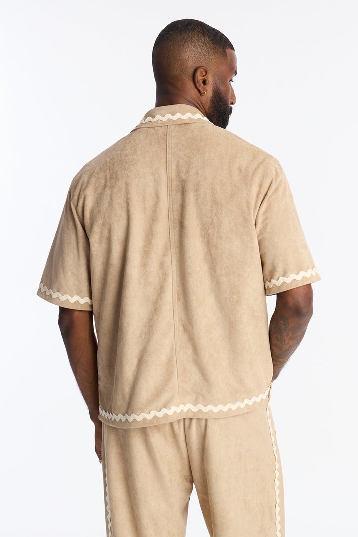 Stone Wash Story Suede Cuban Button Up - Stone