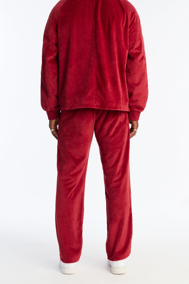 Straight Velour Pant - Burgundy