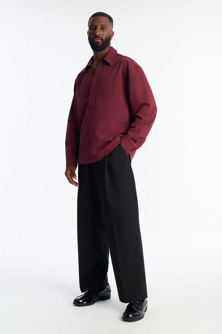 Relaxed Apex Chevron Tailored Shirt - Burgundy