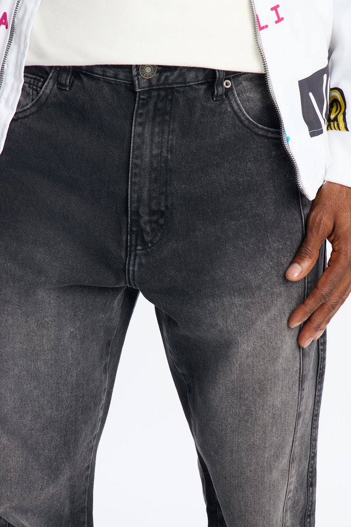 Stacked Slim Flare Paneled Down Jean - Black Wash