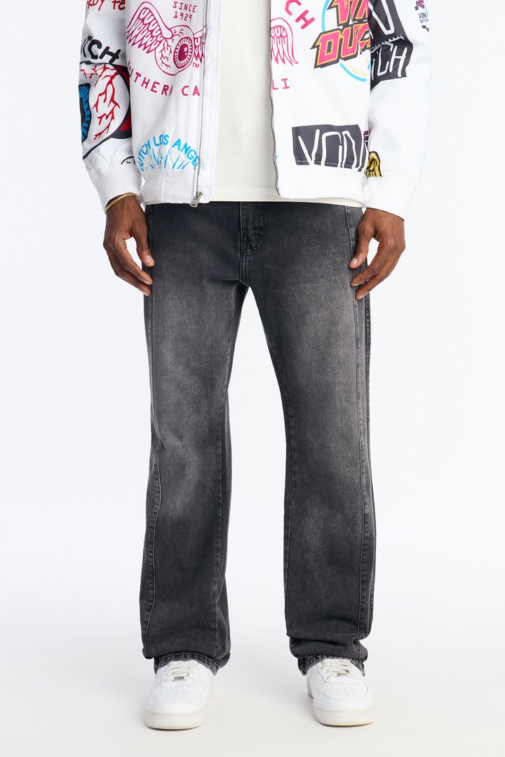 Stacked Slim Flare Paneled Down Jean - Black Wash