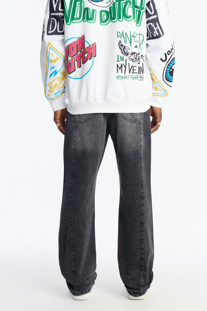 Stacked Slim Flare Paneled Down Jean - Black Wash