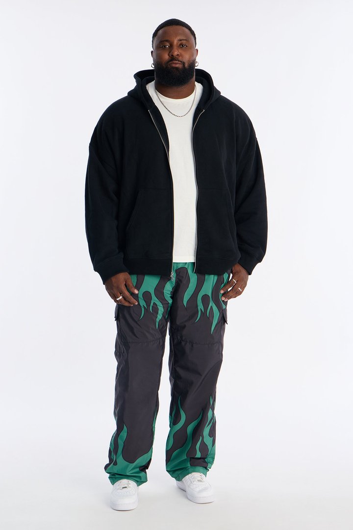 Straight Chase Flame Cargo Nylon Pant - Green/combo