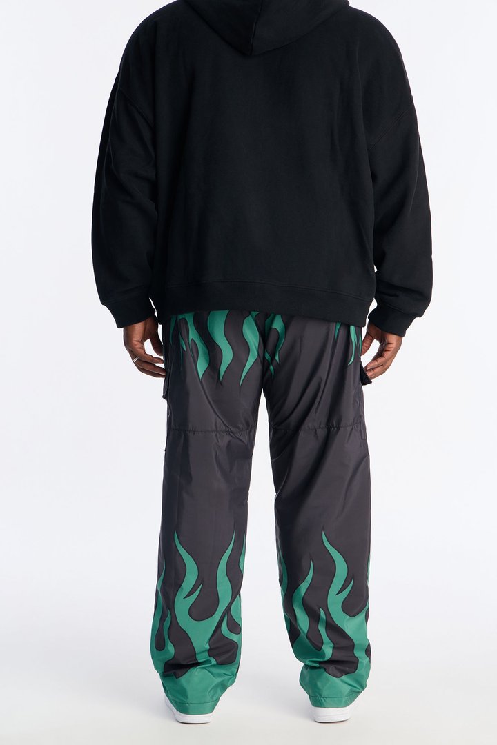 Straight Chase Flame Cargo Nylon Pant - Green/combo