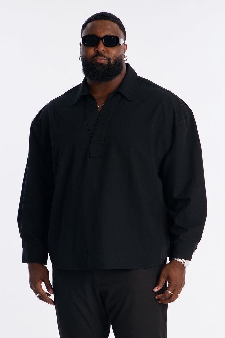 Relaxed Apex Chevron Tailored Shirt - Black
