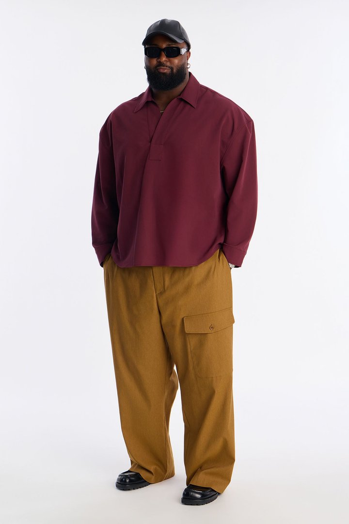 Relaxed Apex Chevron Tailored Shirt - Burgundy