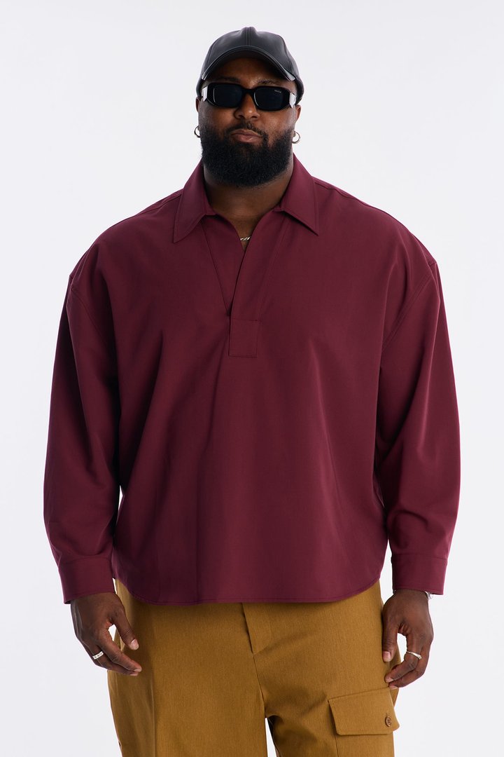 Relaxed Apex Chevron Tailored Shirt - Burgundy