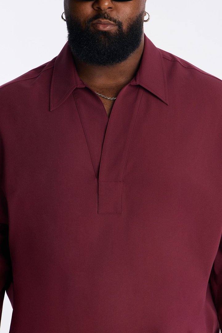 Relaxed Apex Chevron Tailored Shirt - Burgundy