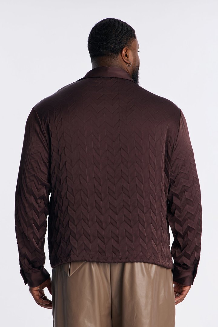 Prism Weave Button Up Shirt - Brown