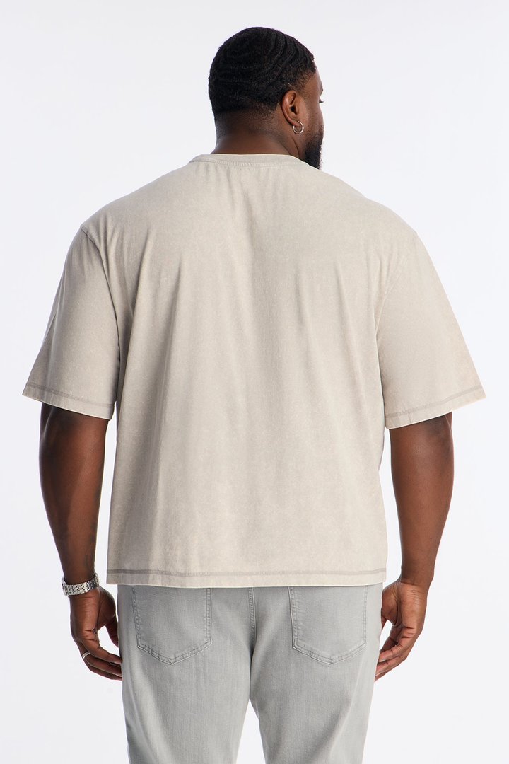 Gridline Fade Pocket Stitch Tee - Grey Mineral Wash