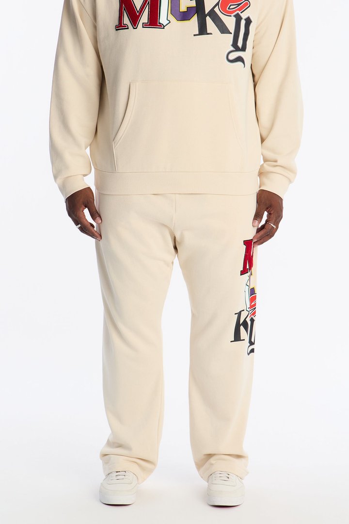 Disney Mickey Patch Wide Fit Sweatpants - Natural