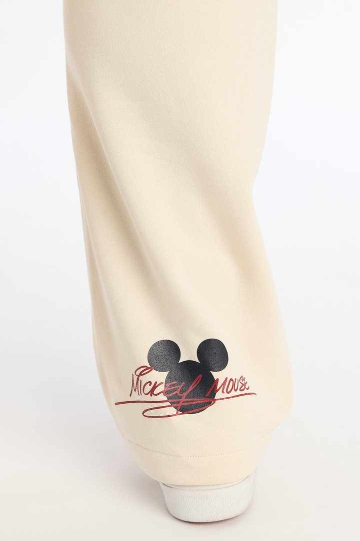 Disney Mickey Patch Wide Fit Sweatpants - Natural