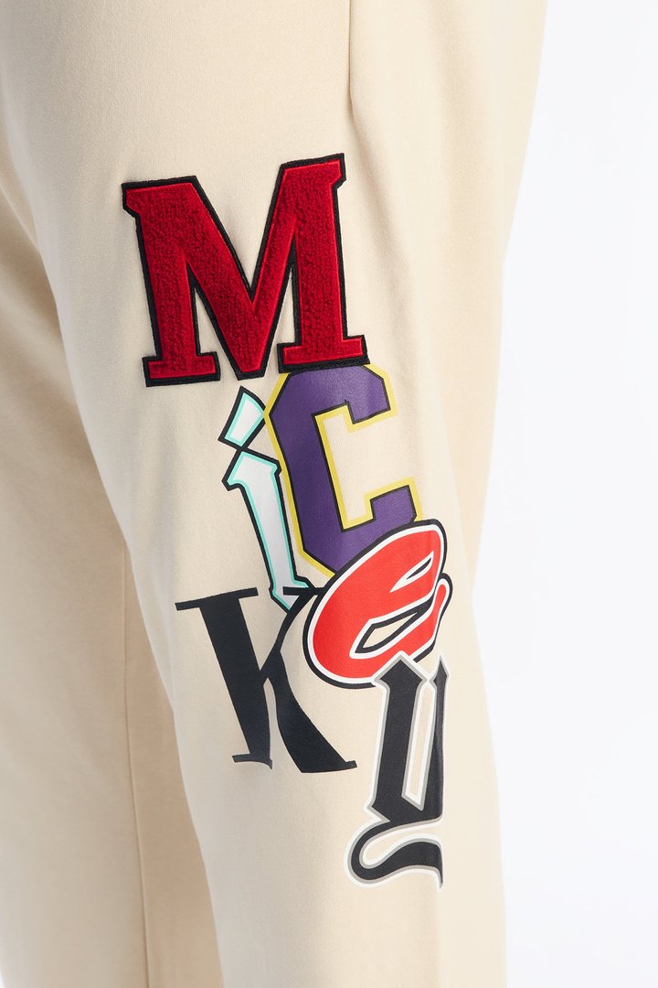Disney Mickey Patch Wide Fit Sweatpants - Natural