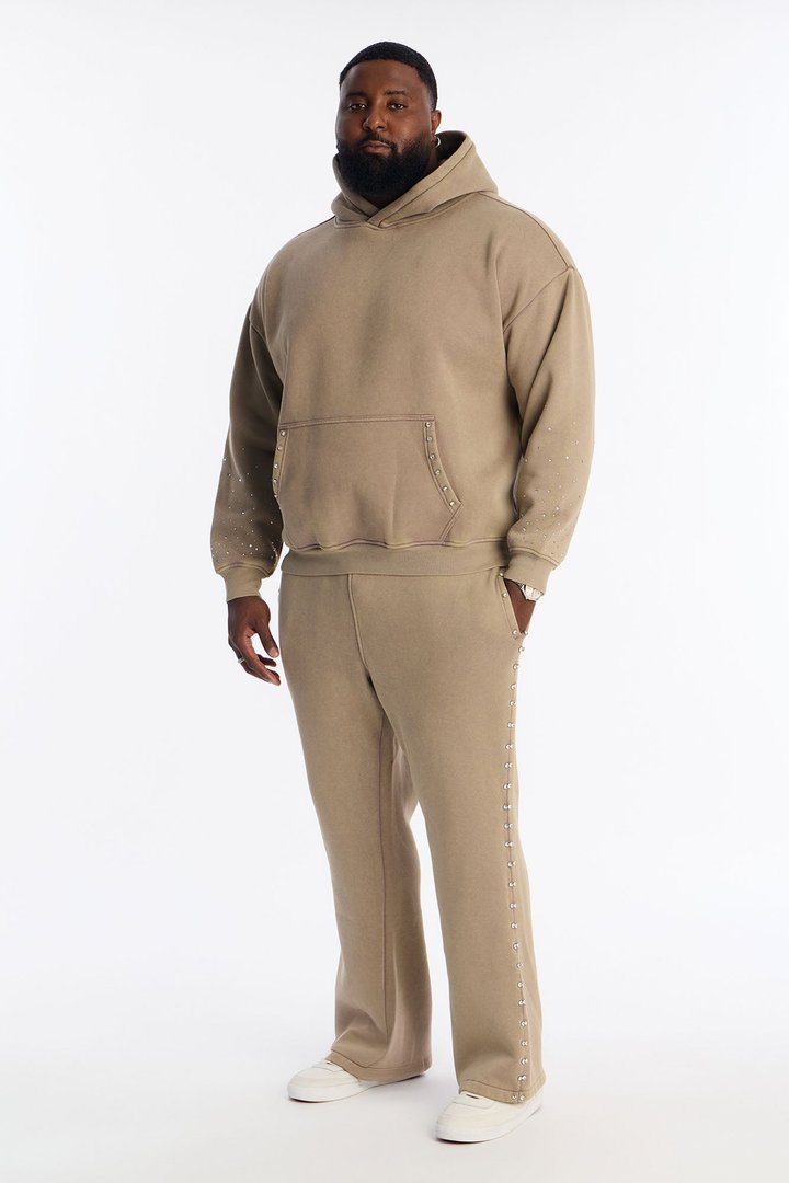 Ice Cold Rhinestones Relaxed Sweatpants - Taupe