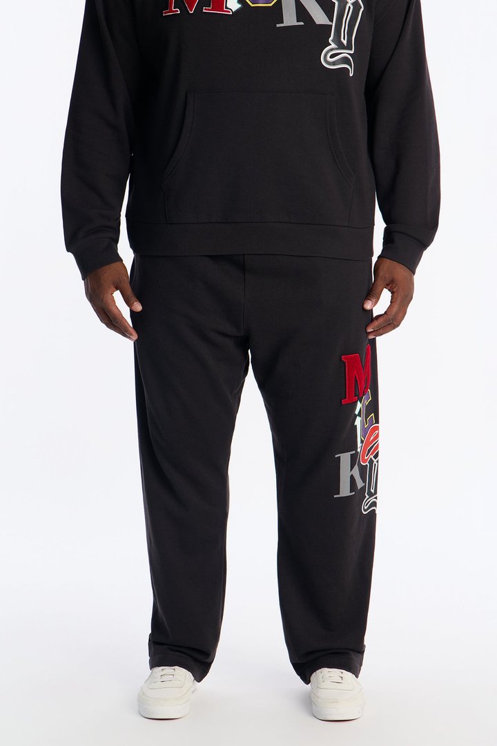 Disney Mickey Patch Wide Fit Sweatpants - Black Wash
