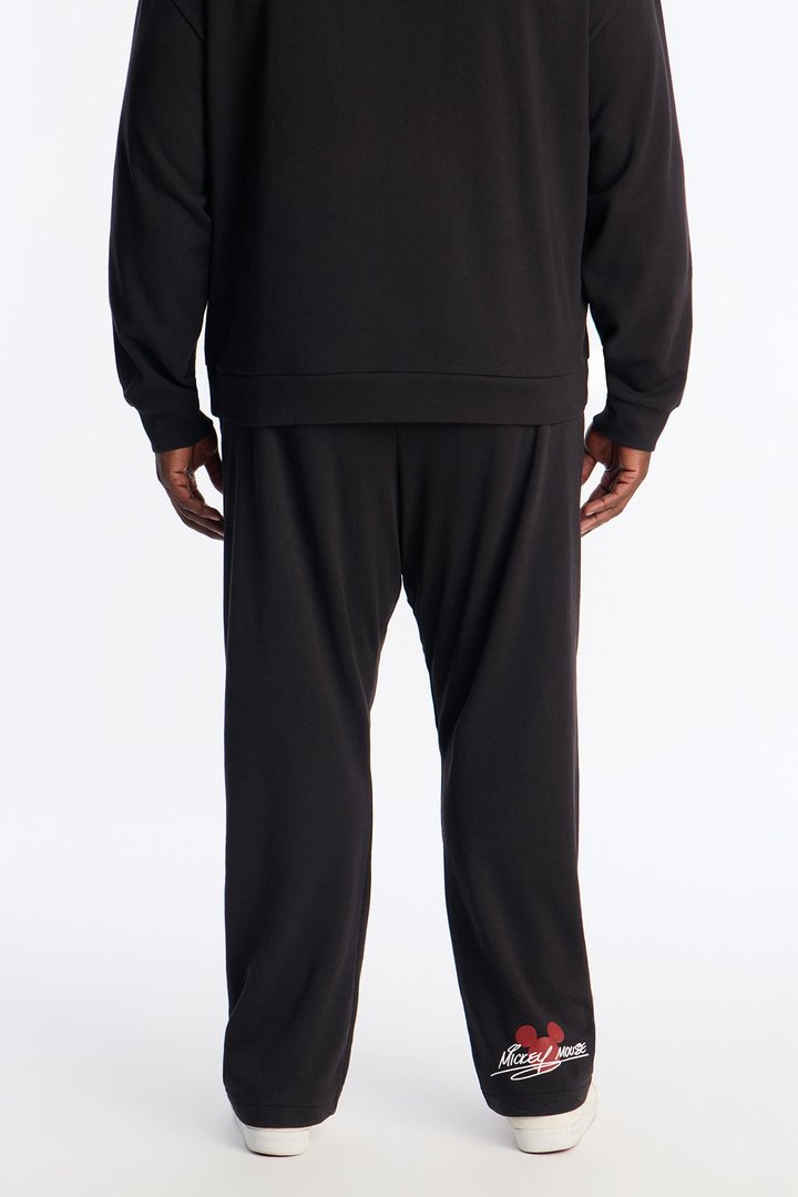 Disney Mickey Patch Wide Fit Sweatpants - Black Wash