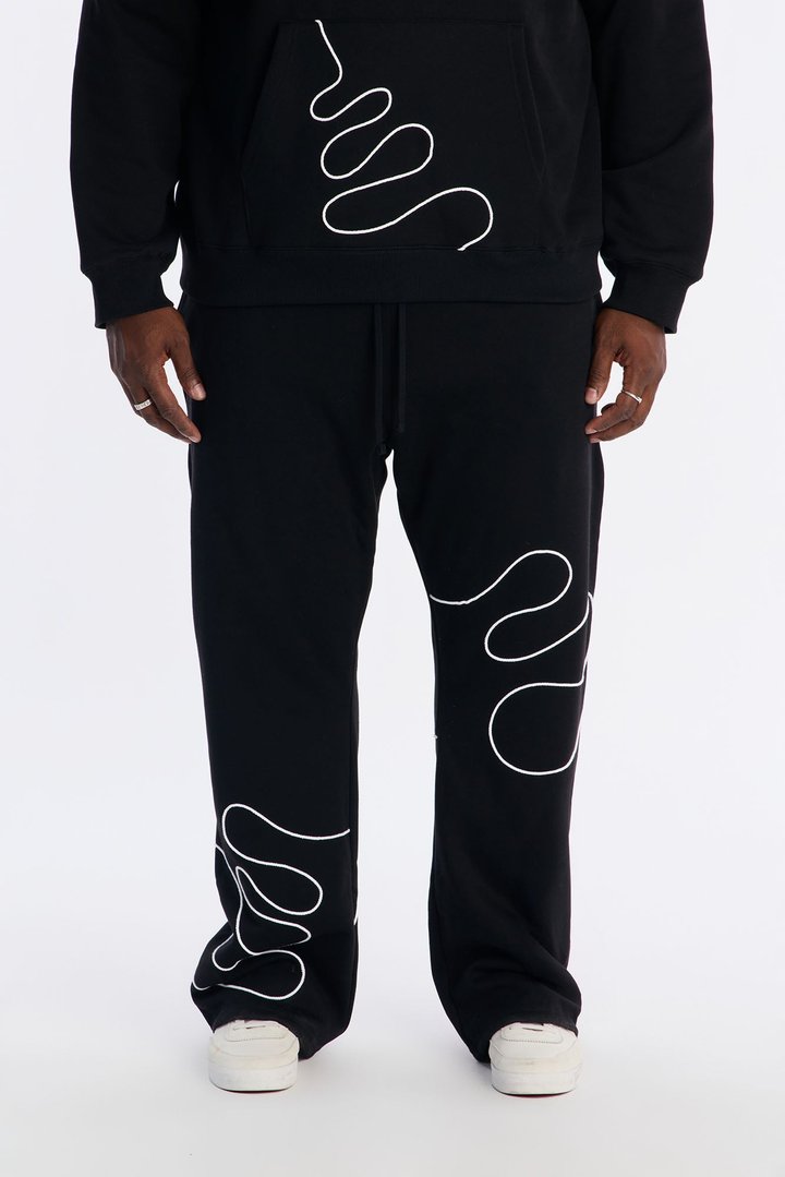 Lasso Slim Flare Sweatpants - Black