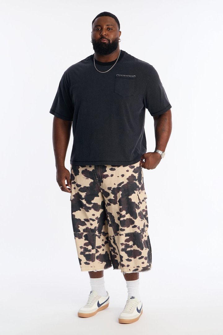 Gridline Fade Pocket Stitch Tee - Black Wash