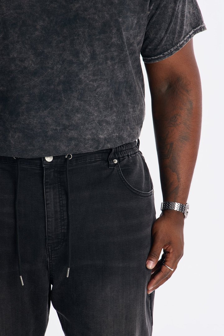 Slim E-Waist Knit Jean - Black Wash