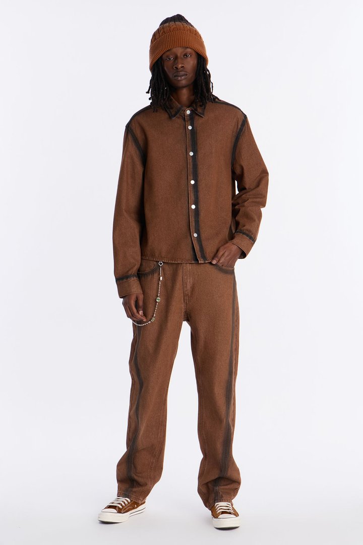 Highland Park Drift Button Up - Brown Combo