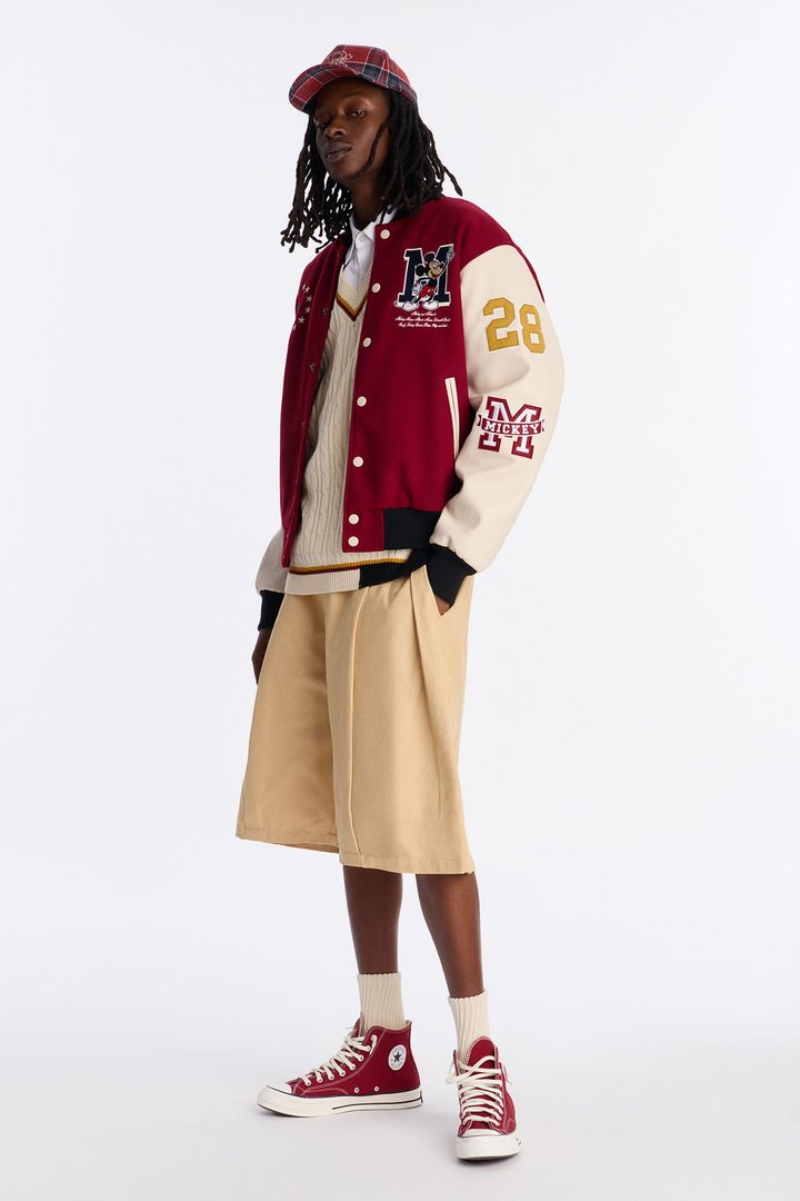 Disney Mickey Mickey Varsity Jacket - Burgundy