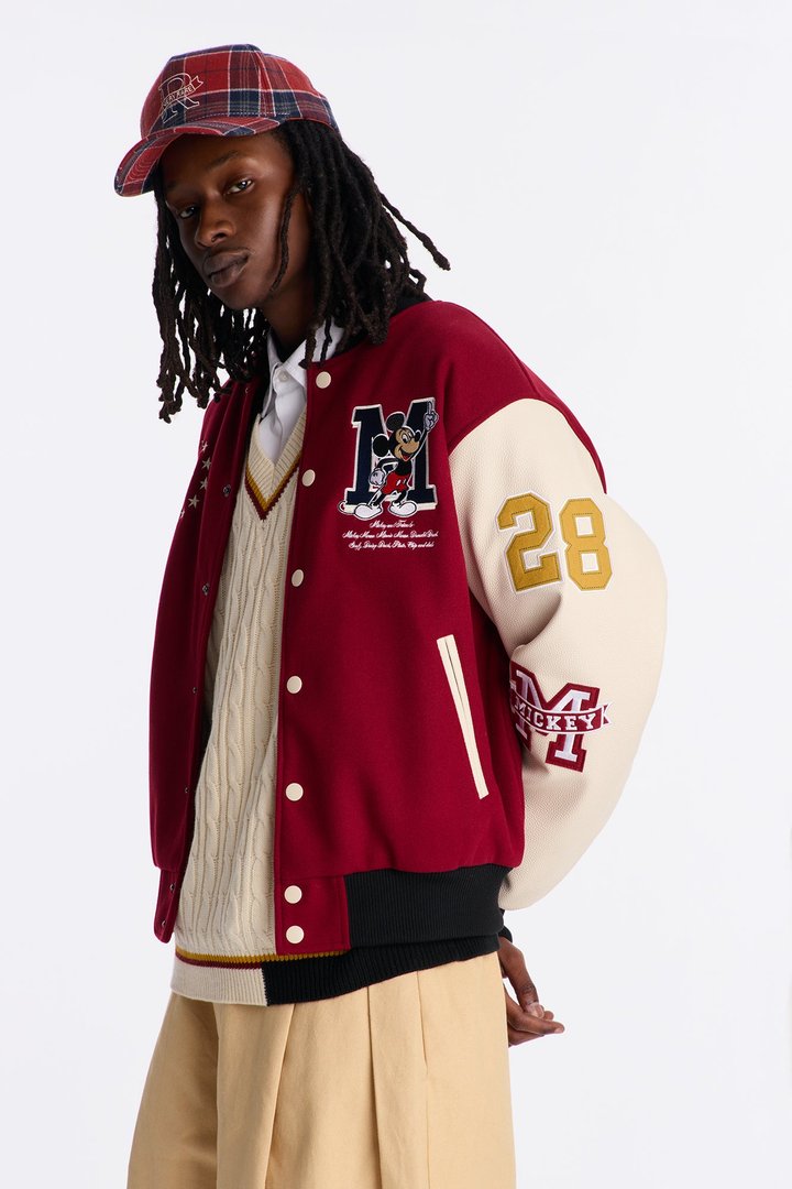 Disney Mickey Mickey Varsity Jacket - Burgundy