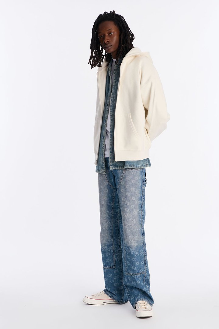 Paisley Last Stacked Slim Flare Carpenter Jean - Medium Blue Wash