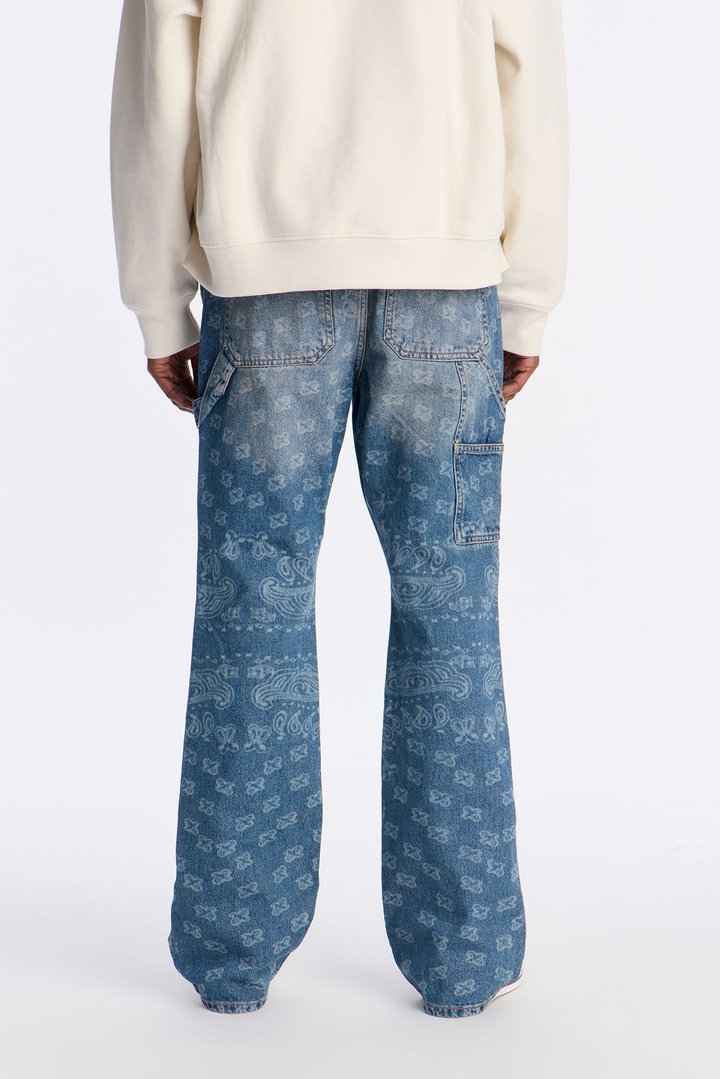 Paisley Last Stacked Slim Flare Carpenter Jean - Medium Blue Wash