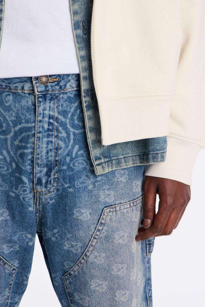 Paisley Last Stacked Slim Flare Carpenter Jean - Medium Blue Wash