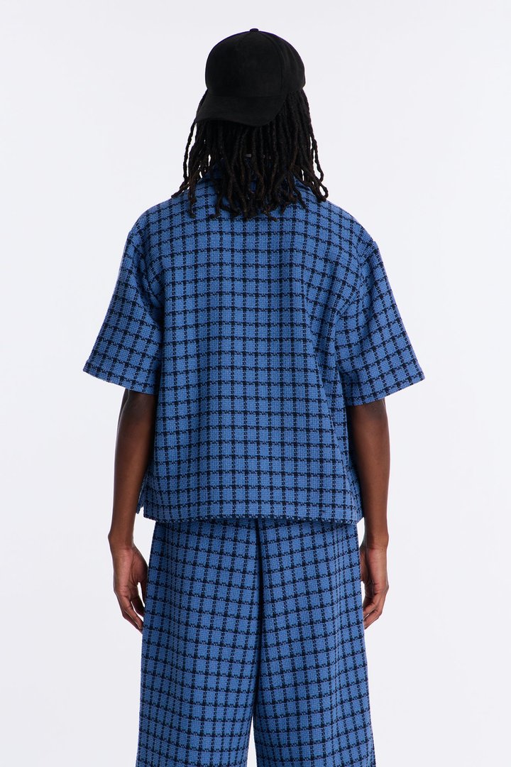 Relaxed Tweed Theory Button Up Shirt - Blue