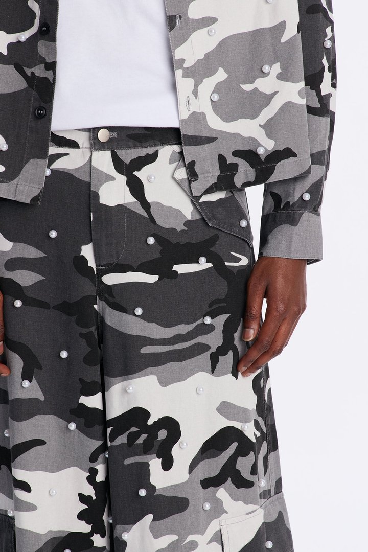 Pearl Wildin Camo Cargo Baggy Pants - Black