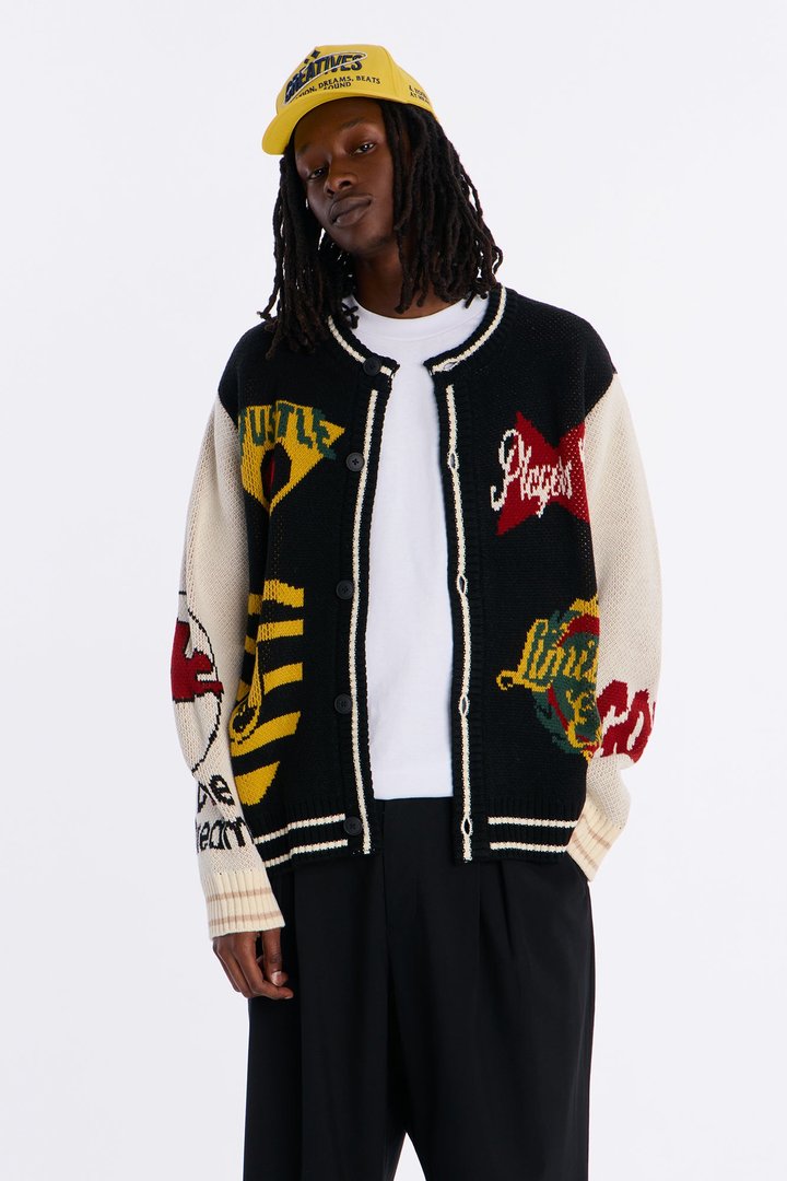 Teebi Mashup Stamped Cardigan - Black
