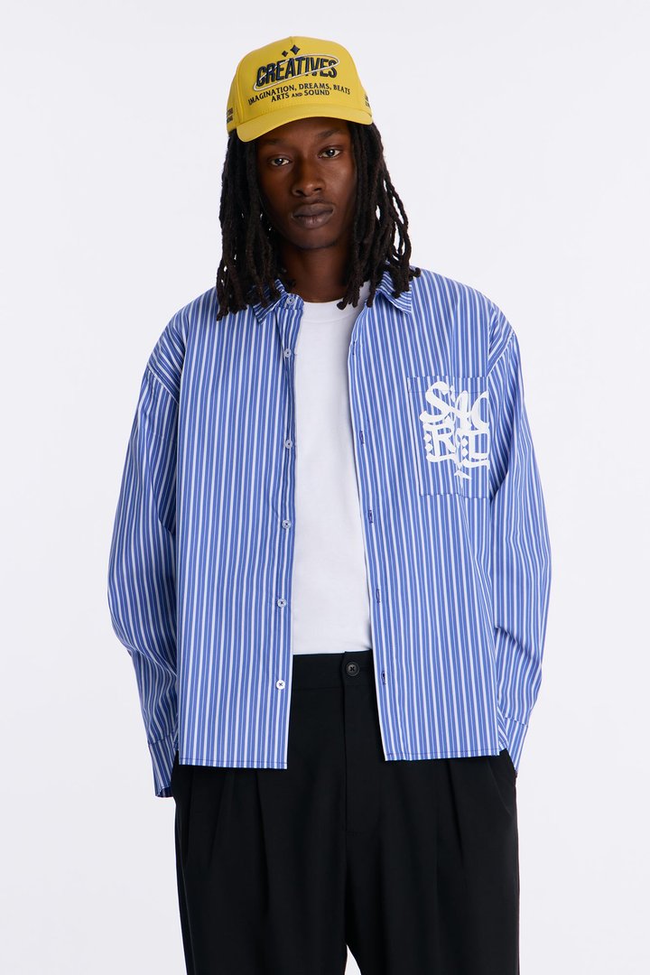 Santos Striped Button Up Shirt - Blue/combo