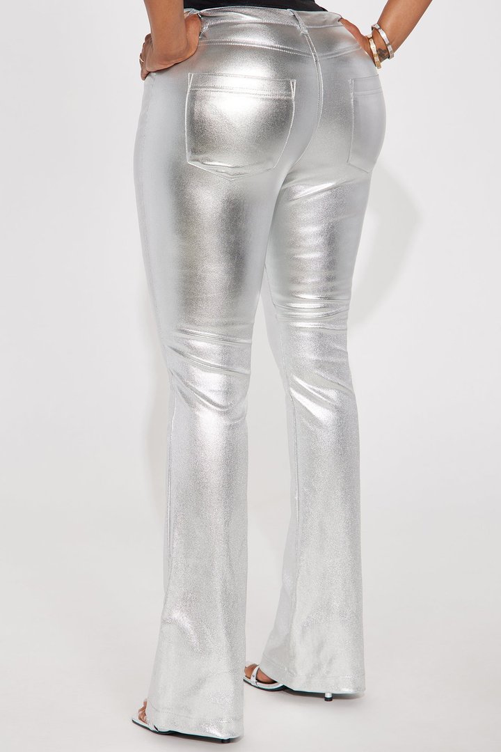 Behind The Flash Metallic Flare Pant - Silver