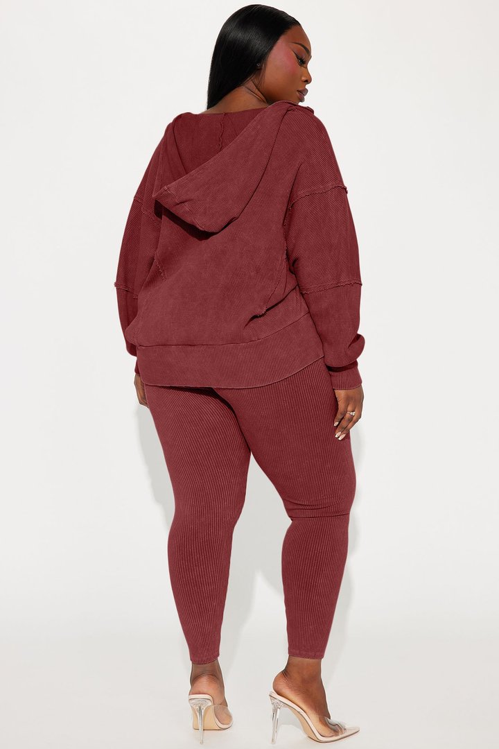 Gigi Washed Legging Set - Burgundy