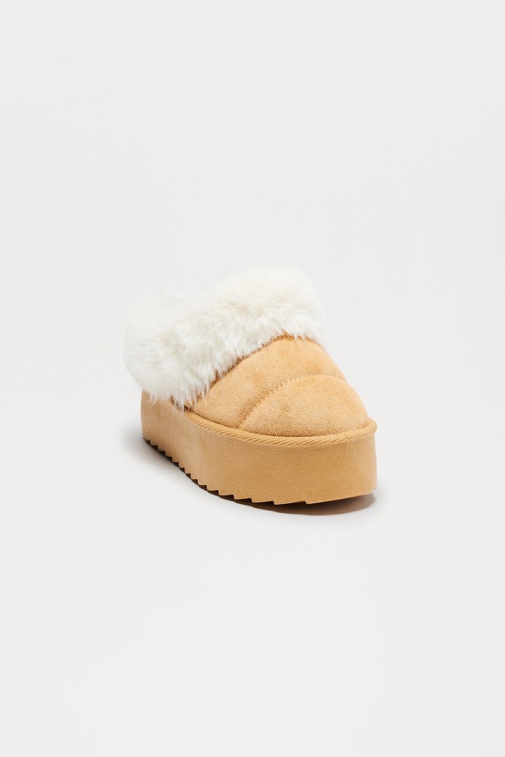 North Pole Fur Trim Booties - Tan