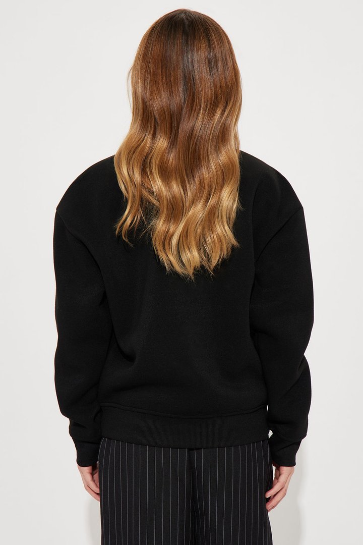 Mini Born To Be Cute Crew Neck Sweatshirt - Black