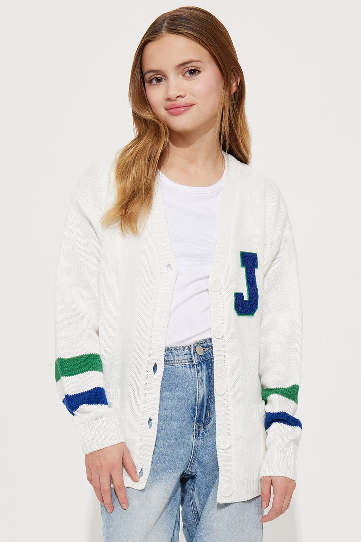 Mini Book Smart Cardigan - Ivory/combo