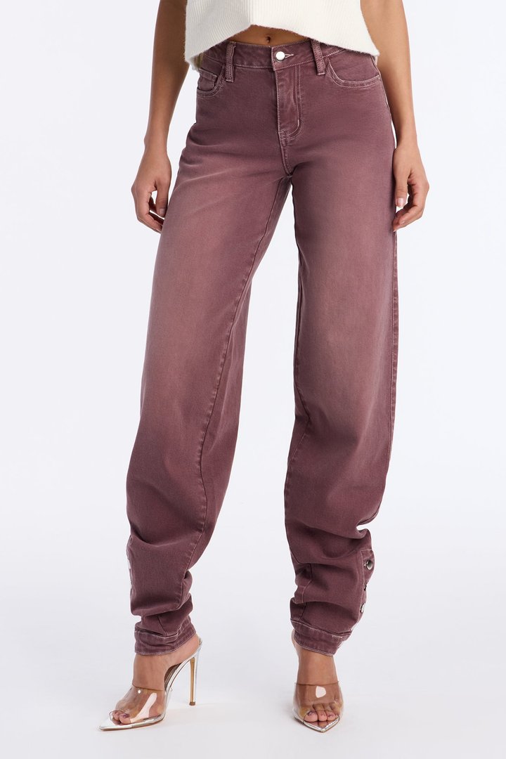 Sienna Stacked Straight Leg Jeans - Plum