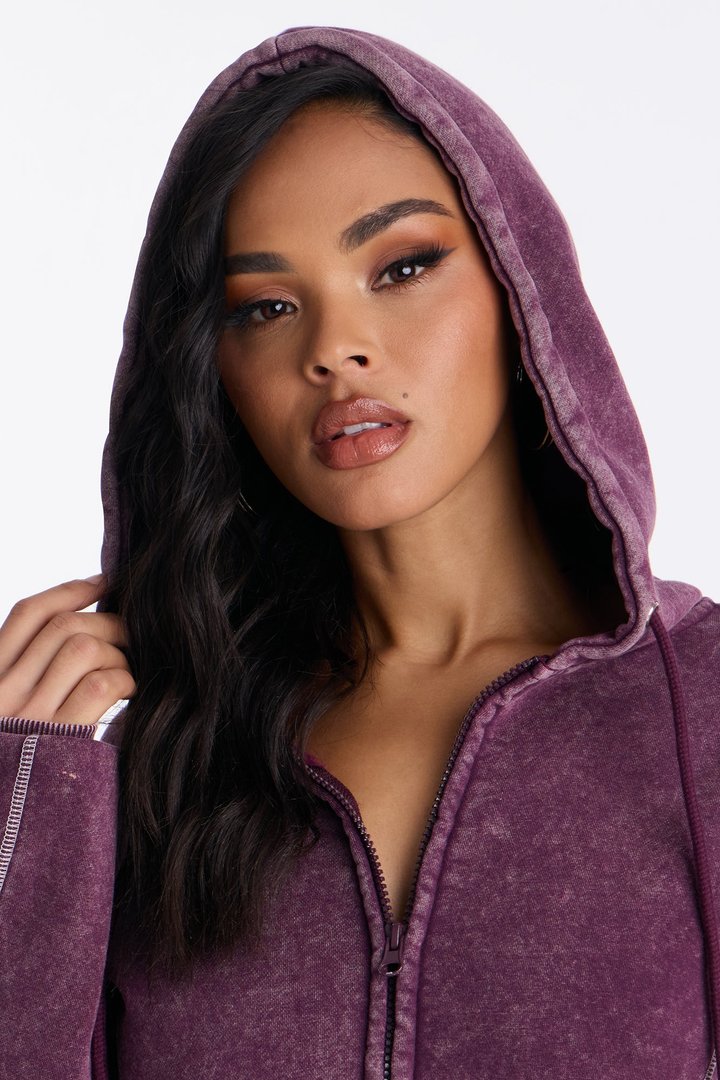 Norah Washed Lounge Hoodie - Plum