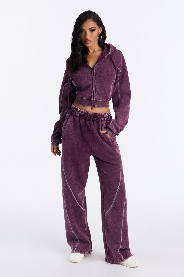 Norah Washed Lounge Hoodie - Plum