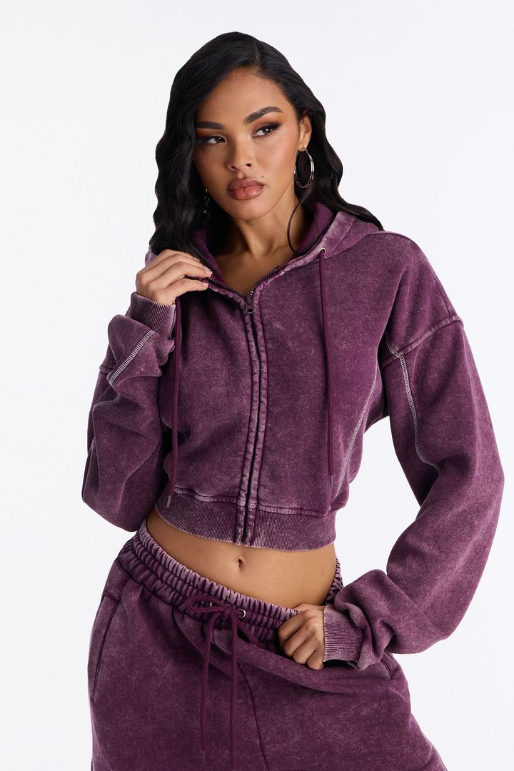 Norah Washed Lounge Hoodie - Plum