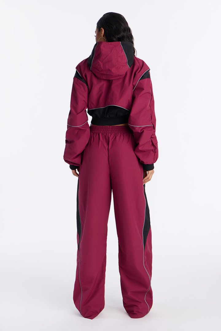Set The Trend Windbreaker Jacket - Burgundy/combo