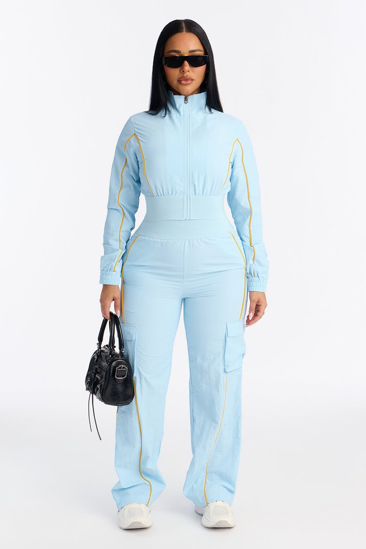 Steal The Moment Windbreaker Pant Set - Light Blue