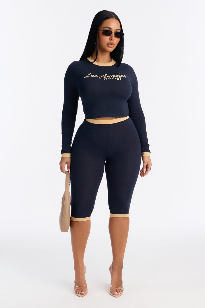 Los Angeles 97' Long Sleeve Capri Set - Blue/combo