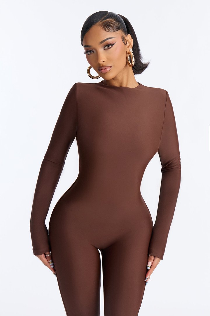 Noemi Form Double Lined Jumpsuit - Chocolate