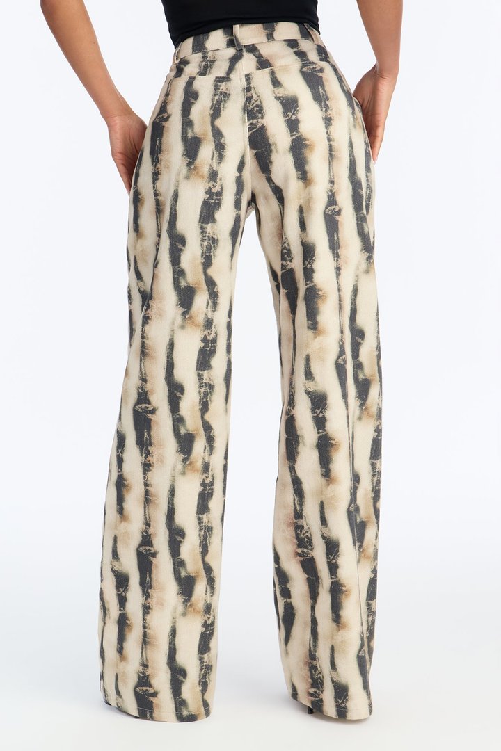Stelara Abstract High Rise Wide Leg Pant 32″ - Taupe/combo