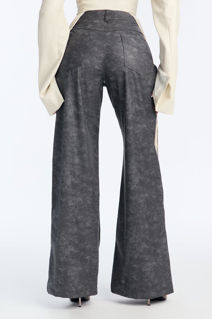 Kelsey Washed Faux Leather Wide Leg Pant - Rinse Blue Wash