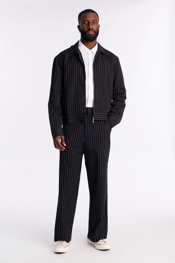 Straight Striped Jacket - Black