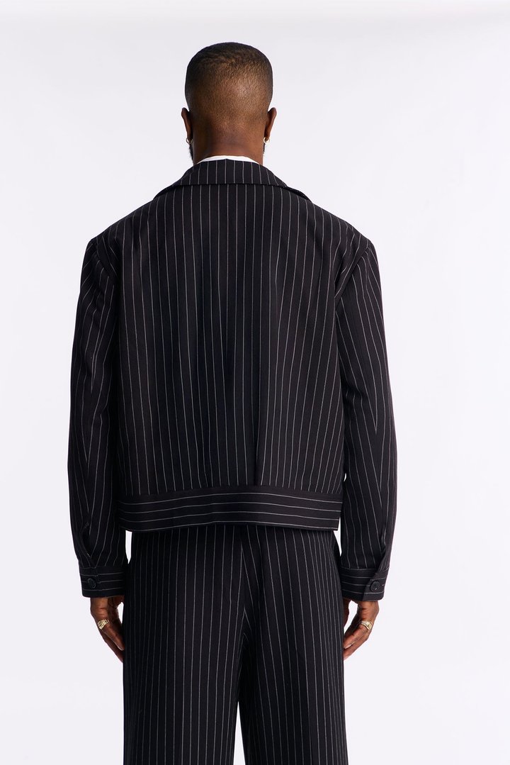 Straight Striped Jacket - Black